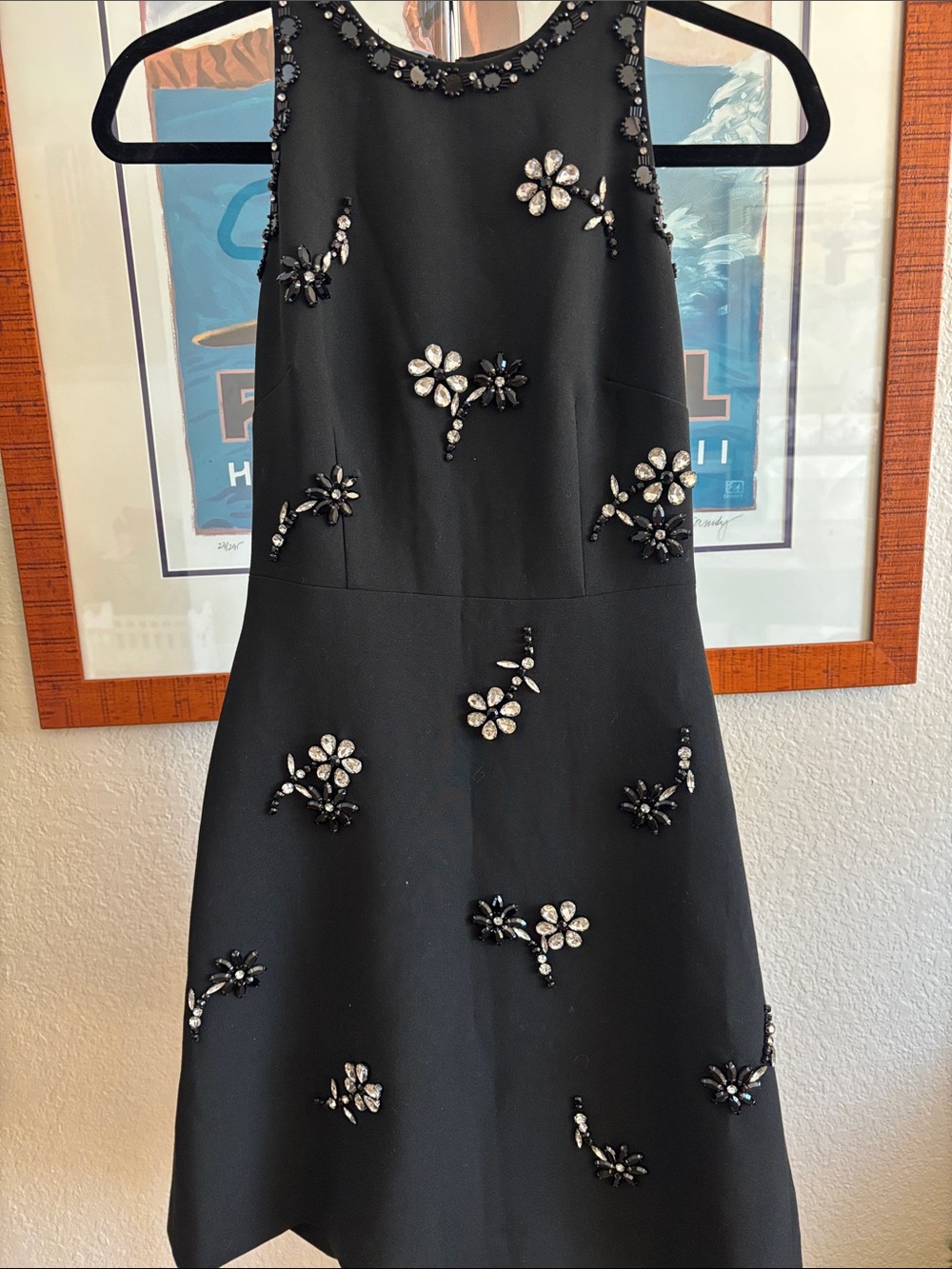 Kate Spade New York Scattered Brooch Rhinestone Beaded Formal Crepe Dress - Picture 7 of 13
